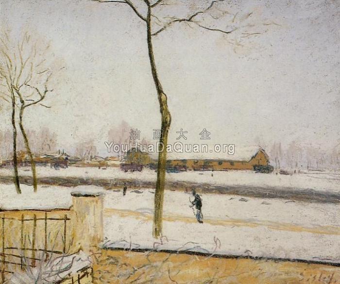 Snow Scene, Moret Station - 阿尔弗莱德·西斯莱